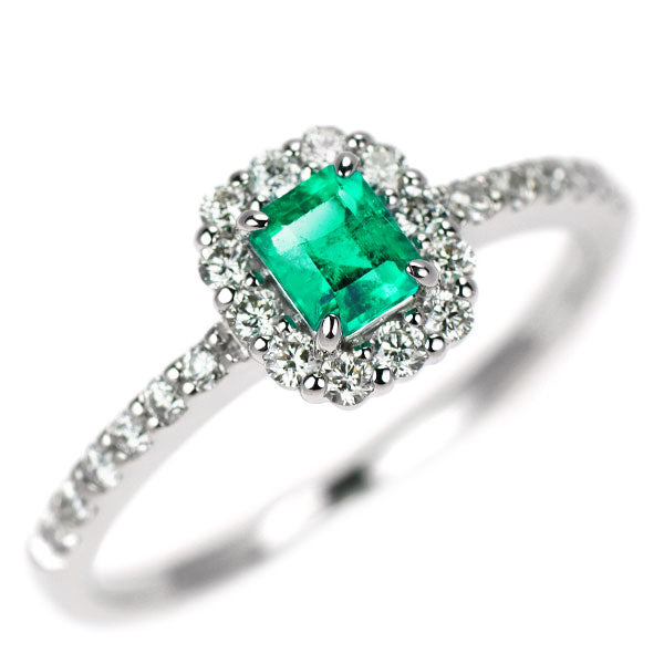 Pt900 エメラルド ダイヤモンド リング 0.22ct D0.25ct