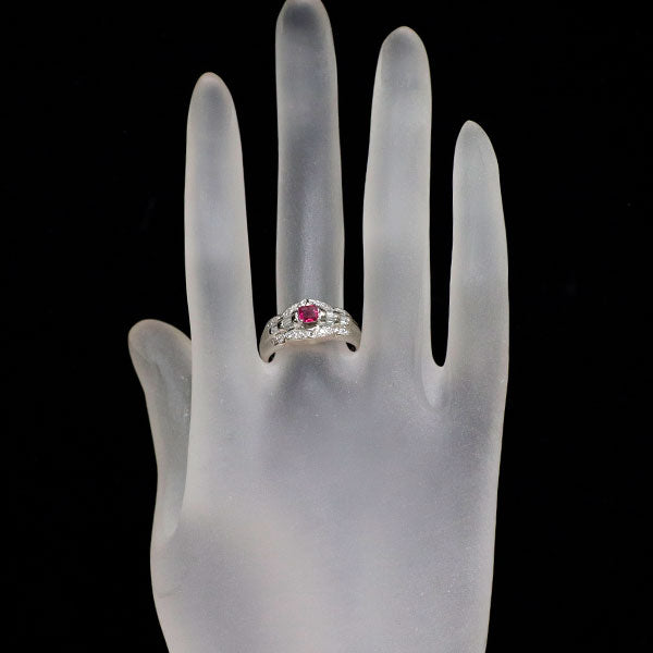 希少 Pt900 レッドベリル ダイヤモンド リング 0.166ct D0.35ct