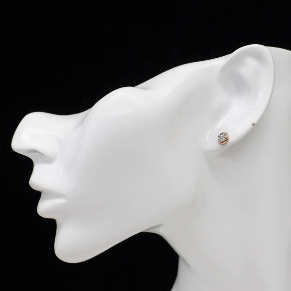 周生生 K18WG/PG ダイヤモンド ピアス 0.10ct