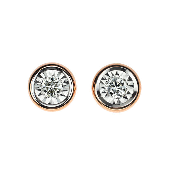 周生生 K18WG/PG ダイヤモンド ピアス 0.10ct