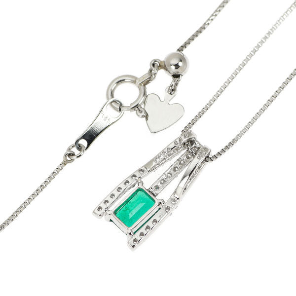 Pt900/ Pt850 エメラルド ダイヤモンド ペンダントネックレス 0.38ct D0.17ct