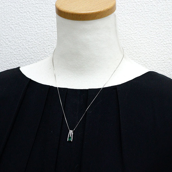 Pt900/ Pt850 エメラルド ダイヤモンド ペンダントネックレス 0.38ct D0.17ct