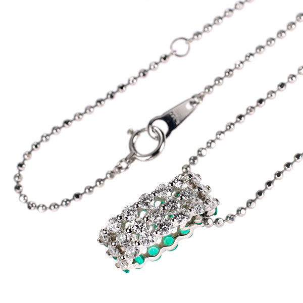 Pt900/ Pt850 エメラルド ダイヤモンド ペンダントネックレス 0.90ct D1.00ct リバーシブル