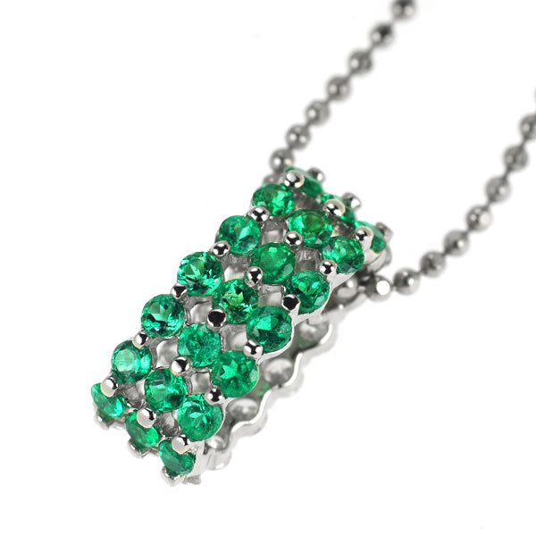 Pt900/ Pt850 エメラルド ダイヤモンド ペンダントネックレス 0.90ct D1.00ct リバーシブル
