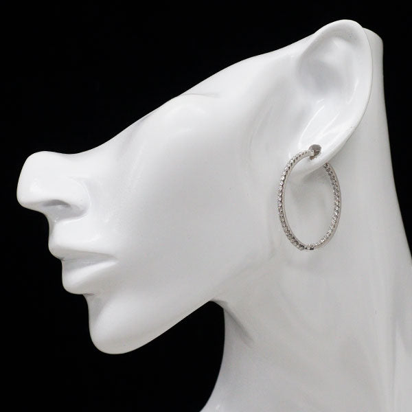 K18WG ダイヤモンド ピアス 2.00ct フープ