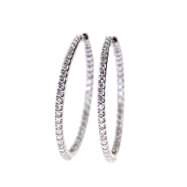 K18WG ダイヤモンド ピアス 2.00ct フープ