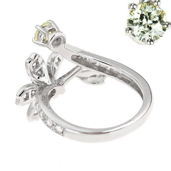K18WG さくらカット ダイヤモンド ダイヤモンド リング 0.188ct D0.40ct ピンキー