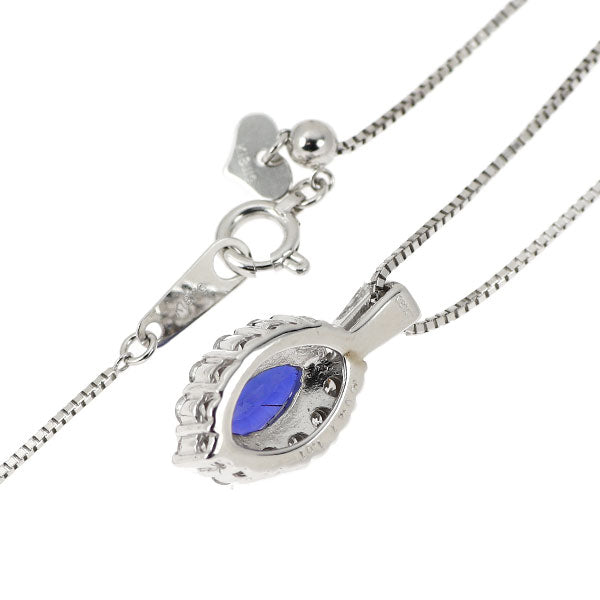 K18WG サファイア ダイヤモンド ペンダントネックレス 1.01ct D0.47ct