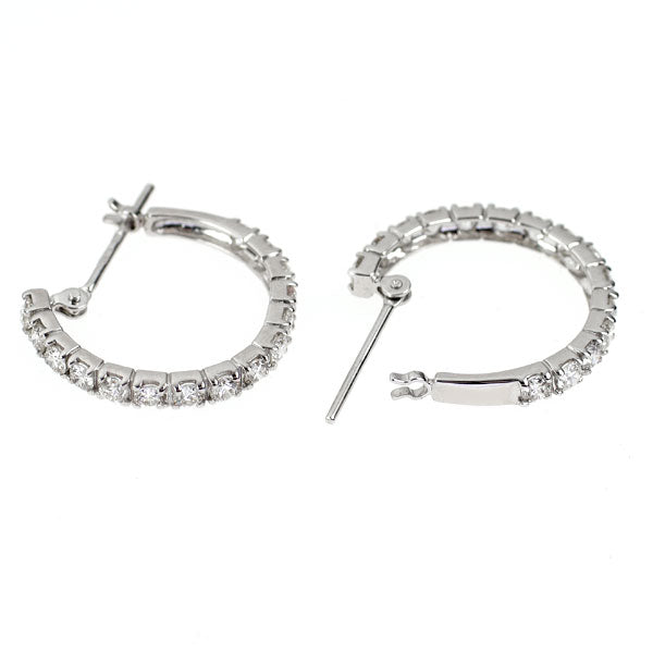 K18WG ダイヤモンド ピアス 1.00ct フープ