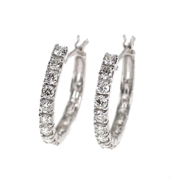 K18WG ダイヤモンド ピアス 1.00ct フープ