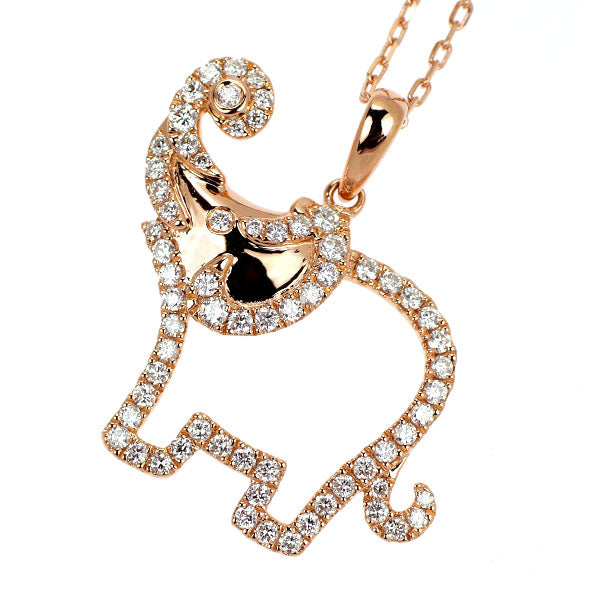 K18PG ダイヤモンド ペンダントネックレス 0.49ct アニマル 象