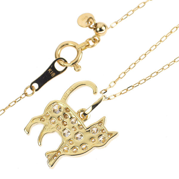 K18YG ダイヤモンド ペンダントネックレス 0.35ct 猫 アニマル