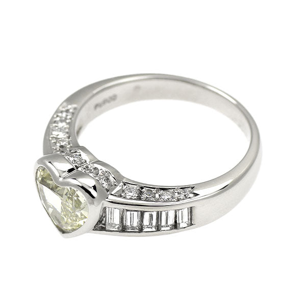 Pt900 ハートシェイプ ダイヤモンド リング 1.01ct D0.75ct