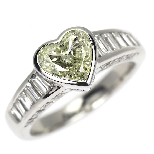 Pt900 ハートシェイプ ダイヤモンド リング 1.01ct D0.75ct