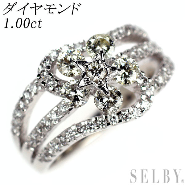 K18WG ダイヤモンド リング 1.00ct フラワー