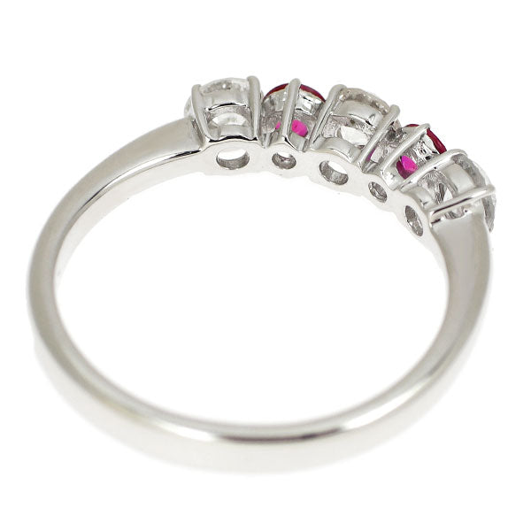 K18WG ルビー ダイヤモンド リング 0.27ct 0.54ct  一文字