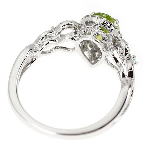 K18WG スフェーン グリーンガーネット パライバトルマリン ダイヤ リング 0.80ct D0.16ct