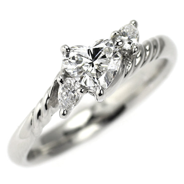 Pt900 ハートシェイプ ダイヤモンド リング 0.407ct D0.145ct