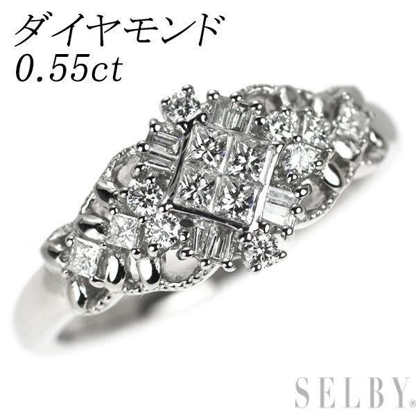 Pt950 ダイヤモンド リング 0.55ct  ミステリーセッティング