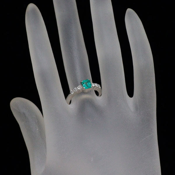 Pt900 エメラルド ダイヤモンド リング 0.61ct D0.32ct