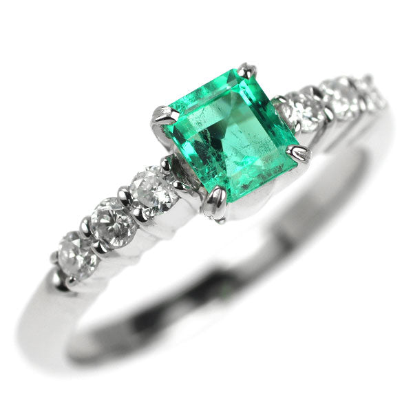 Pt900 エメラルド ダイヤモンド リング 0.61ct D0.32ct