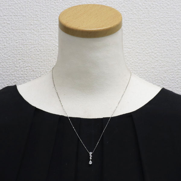 アッシュエル/H.L Pt900/ Pt850 ペアシェイプ ダイヤモンド  ペンダントネックレス 0.306ct E SI1 D0.21ct