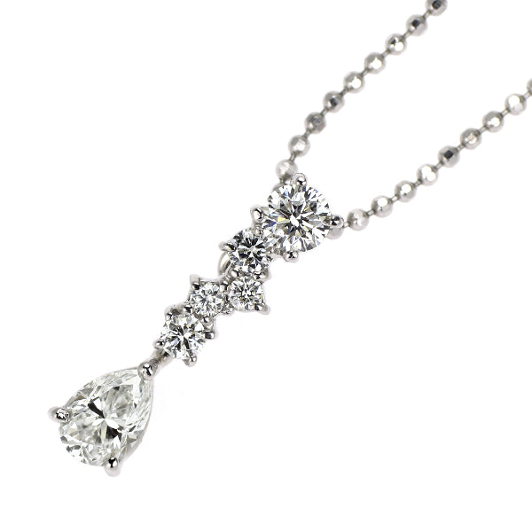 アッシュエル/H.L Pt900/ Pt850 ペアシェイプ ダイヤモンド  ペンダントネックレス 0.306ct E SI1 D0.21ct