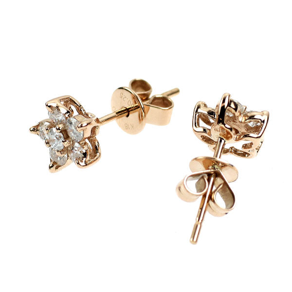 K18PG ダイヤモンド ピアス 0.50ct フラワー