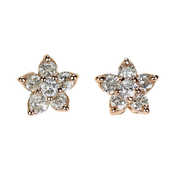K18PG ダイヤモンド ピアス 0.50ct フラワー