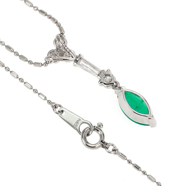 Pt900/ Pt850 エメラルド ダイヤモンド ペンダントネックレス 0.96ct 0.43ct