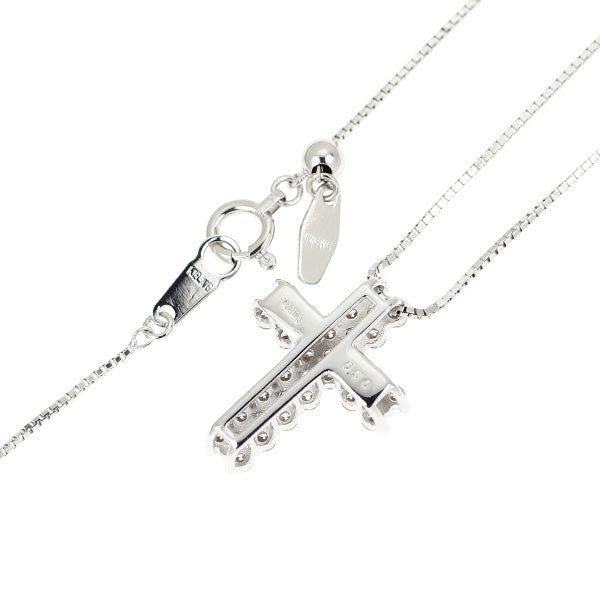 K18WG ダイヤモンド ペンダントネックレス 0.50ct クロス