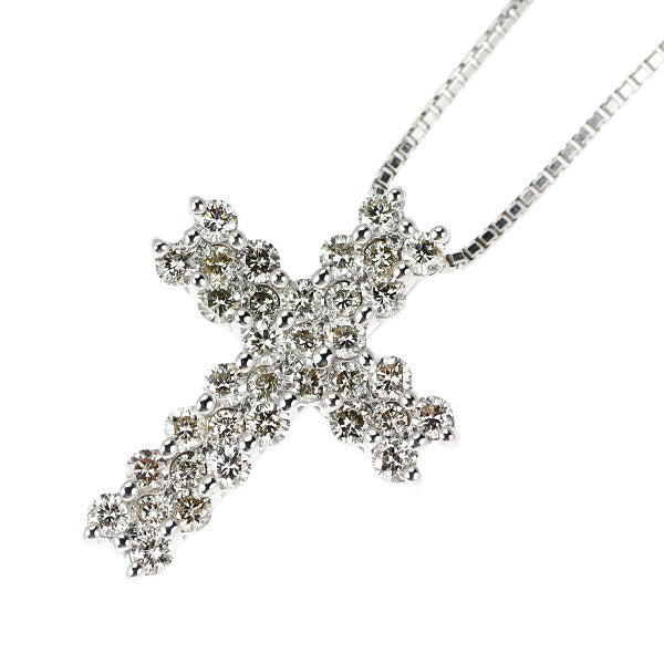 K18WG ダイヤモンド ペンダントネックレス 0.50ct クロス