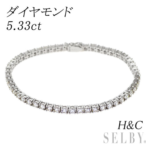 Pt850 H&C ダイヤモンド テニス ブレスレット 5.33ct — セルビー