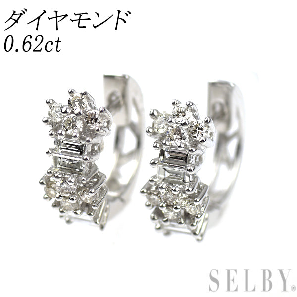 P*を様 【値下げ可】ダイヤピアス0.62ct K18WG(刻印あり) K18WG ダイヤモンド ピアス 0.62ct フープ — セルビーオンラインストア