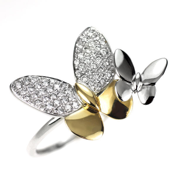 K18YG/WG ダイヤモンド リング 0.33ct 蝶