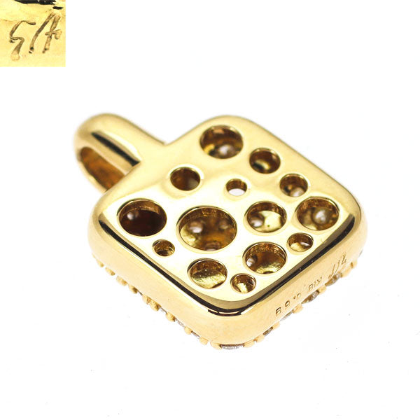 セイレーンアズーロ K18YG ローズカット/ラウンドブリリアント ダイヤモンド ペンダントトップ 0.59ct