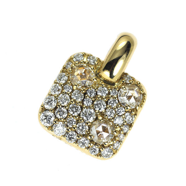 セイレーンアズーロ K18YG ローズカット/ラウンドブリリアント ダイヤモンド ペンダントトップ 0.59ct