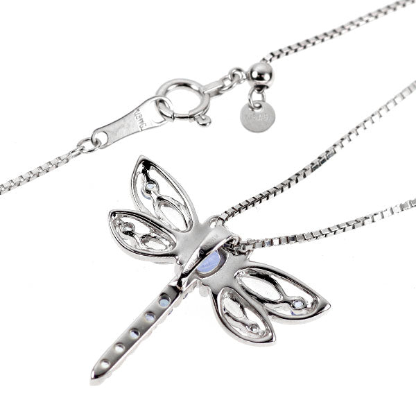 K18WG サファイア ブラックダイヤモンド ペンダントネックレス 0.75ct BD0.01ct トンボ 昆虫