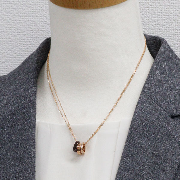 カルティエ セラミック/ K18PG ダイヤモンド ペンダントネックレス ラブ スリーフープ