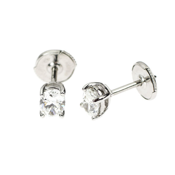 ティファニー Pt950 オーバルカット ダイヤモンド ピアス 1.02 D/E VS2 キャッチ社外 《セルビー銀座店》【中古】