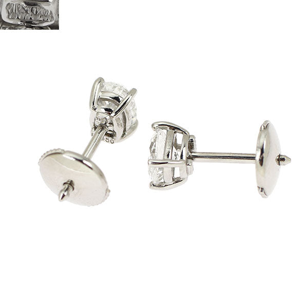 ティファニー Pt950 オーバルカット ダイヤモンド ピアス 1.02 D/E VS2 キャッチ社外 《セルビー銀座店》【中古】