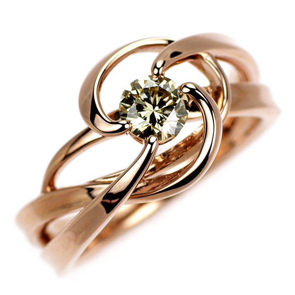 田崎真珠 K18SG(さくらゴールド) ダイヤモンド リング 0.41ct