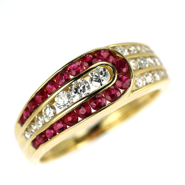 ゲインズボロー K18YG ルビー ダイヤモンド リング 0.56ct D0.55ct
