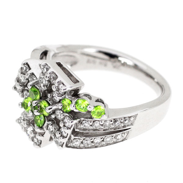 笠原真寿美 希少 K18WG デマントイドガーネット ダイヤモンド リング 0.30ct D0.55ct クロス