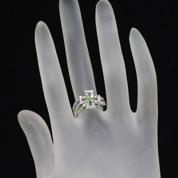 笠原真寿美 希少 K18WG デマントイドガーネット ダイヤモンド リング 0.30ct D0.55ct クロス