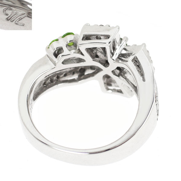 笠原真寿美 希少 K18WG デマントイドガーネット ダイヤモンド リング 0.30ct D0.55ct クロス