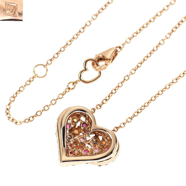 ポンテヴェキオ K18PG マルチカラーサファイア ダイヤモンド ペンダントネックレス 0.59ct D0.50ct ハート