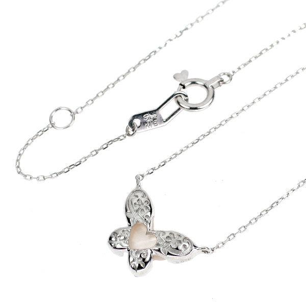 スタージュエリー K18WG シェル ダイヤモンド ペンダントネックレス 0.03ct リバーシブル