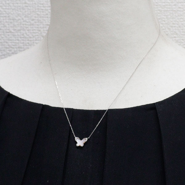スタージュエリー K18WG シェル ダイヤモンド ペンダントネックレス 0.03ct リバーシブル