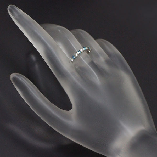 Pt900 トリートブルー/カラーレス ダイヤモンド リング 0.50ct